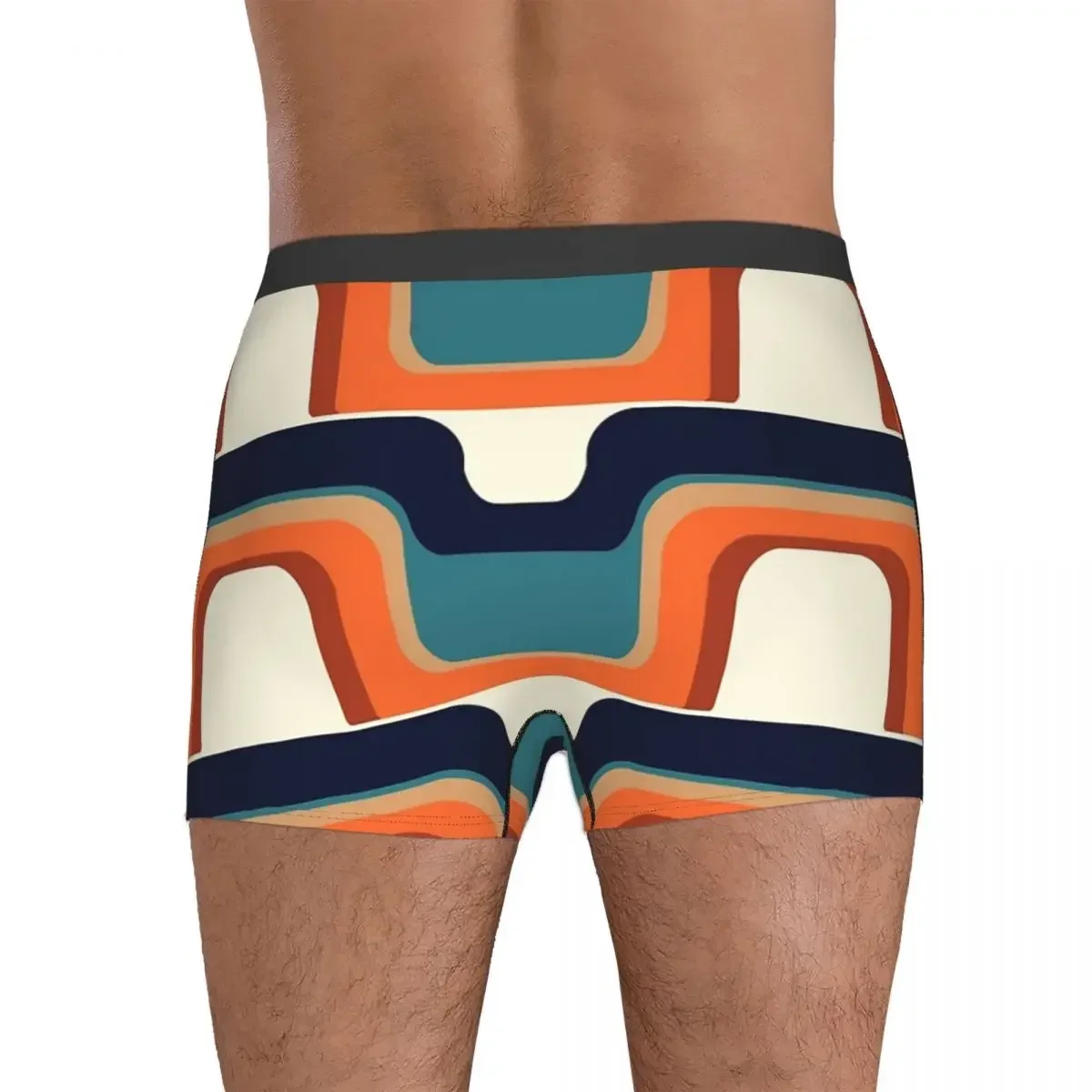 Calzoncillos tipo bóxer, pantalones cortos modernos de mediados de siglo, bragas naranjas y azules de los años 70, ropa interior transpirable para hombre, novio