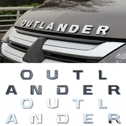 For Mitsubishi 13-19 Outlander Letters Bonnet Badge Front Hood Emblem 3D ABS Stickers Chrome Black Car Styling Accessories