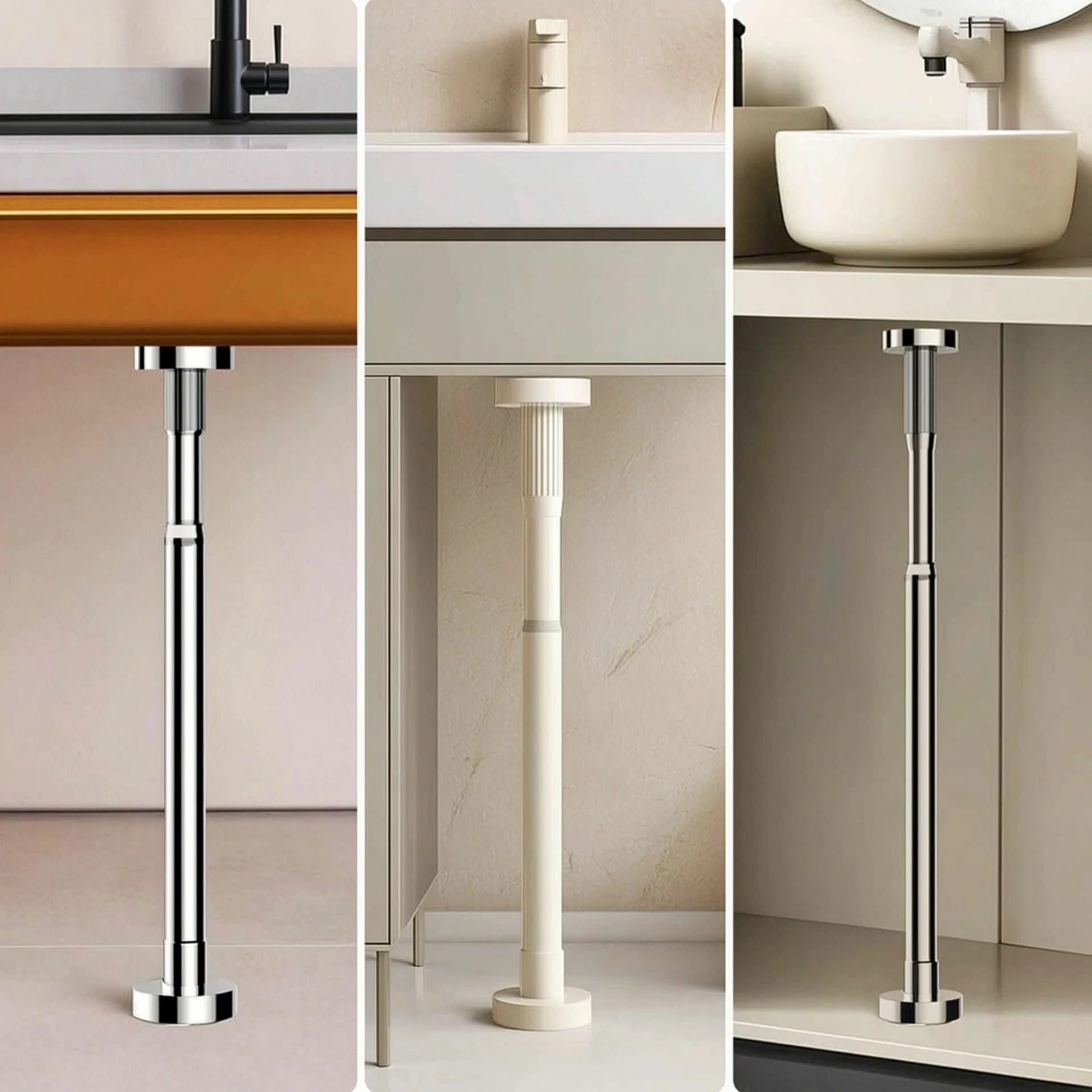 Undermount Sink Support Adjustable Telescopic Support Rod Hardware Stainless Steel Heavy Duty for Installers, Kitchen, Bathroom