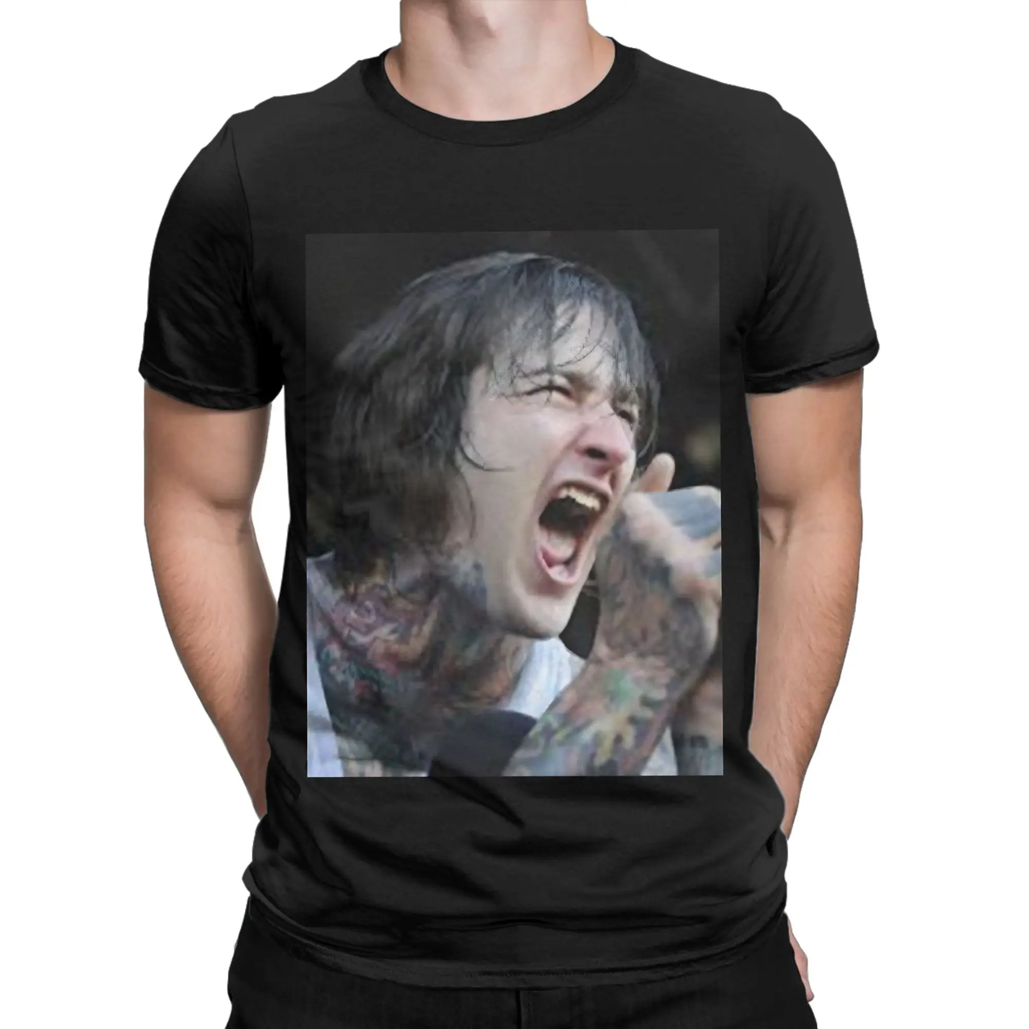 Mitch Lucker  Classic Shirt Graphic 100% Cotton T-Shirt bBring Me the Horizon Tees Tops For Men