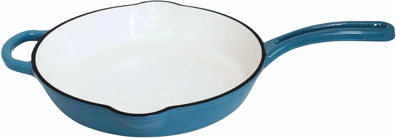 

12-дюймовая чугунная эмалированная сковорода с вспомогательной ручкой, бирюзовый