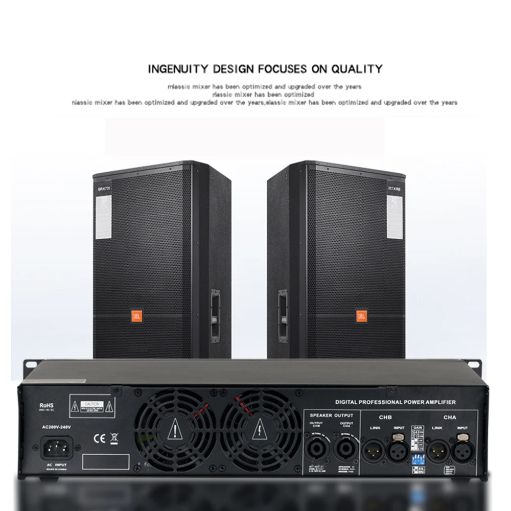 Paulkitson LA Serie Dual  Channel 2X1500W Professional Power Amplifier Stage Audio Speaker AMP Amplifier Preamp for Stage Speake