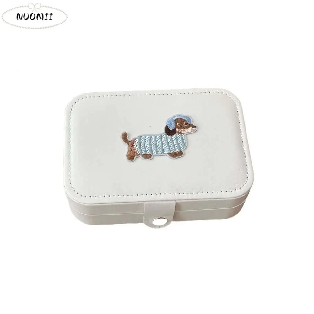 

PU Leather Trinkets Storage Organizer Cartoon Sausage Puppy Lovely Dog Portable Jewelry Organizer Dustproof Large Capacity