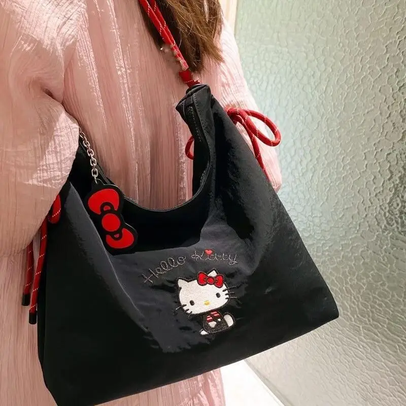 

Сумки через плечо Hello Kitty от Sanrio, мультяшная сумка-тоут с котиком КТ, кавайная сумочка, вышитая сумка-кроссбоди, подарки на день рождения для девочек