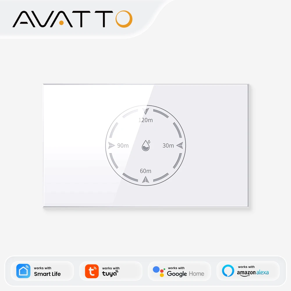 AVATTO Tuya interruptor de caldera inteligente, WiFi 20A/4400W calentador de agua Interruptor táctil compatible con configuración de período de tiempo, para Alexa Google Home