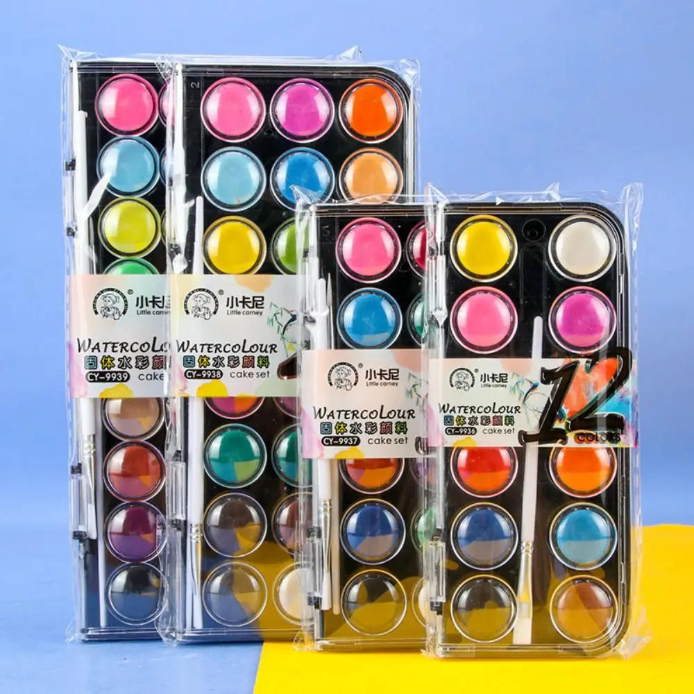 

12/18/24/36Colors Portable Solid Watercolor Paint Set Metallic Glitter Plastic Box Oil Painting Kit Painting Pigment Set School