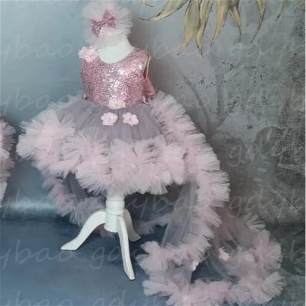 Vestidos de flores hinchadas para niña, vestido de princesa con hombros descubiertos, tul, vestido de comunión para niños