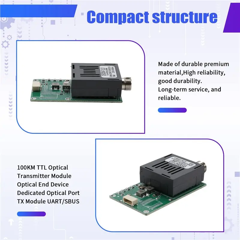 Reliable-Dedicated Optical Port 100KM TTL Optical Transmitter Module Optical End Device UART/SBUS TX Module,Dedicated Optical Po
