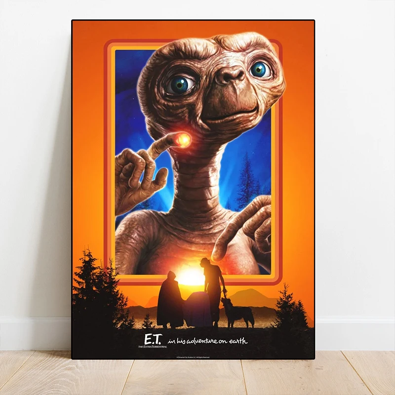 فيلم الخيال العلمي الكلاسيكي E.T. الملصقات الخارجية الأرضية خمر الفن قماش يطبع اللوحة جدار صور غرفة نوم جدار ديكور المنزل