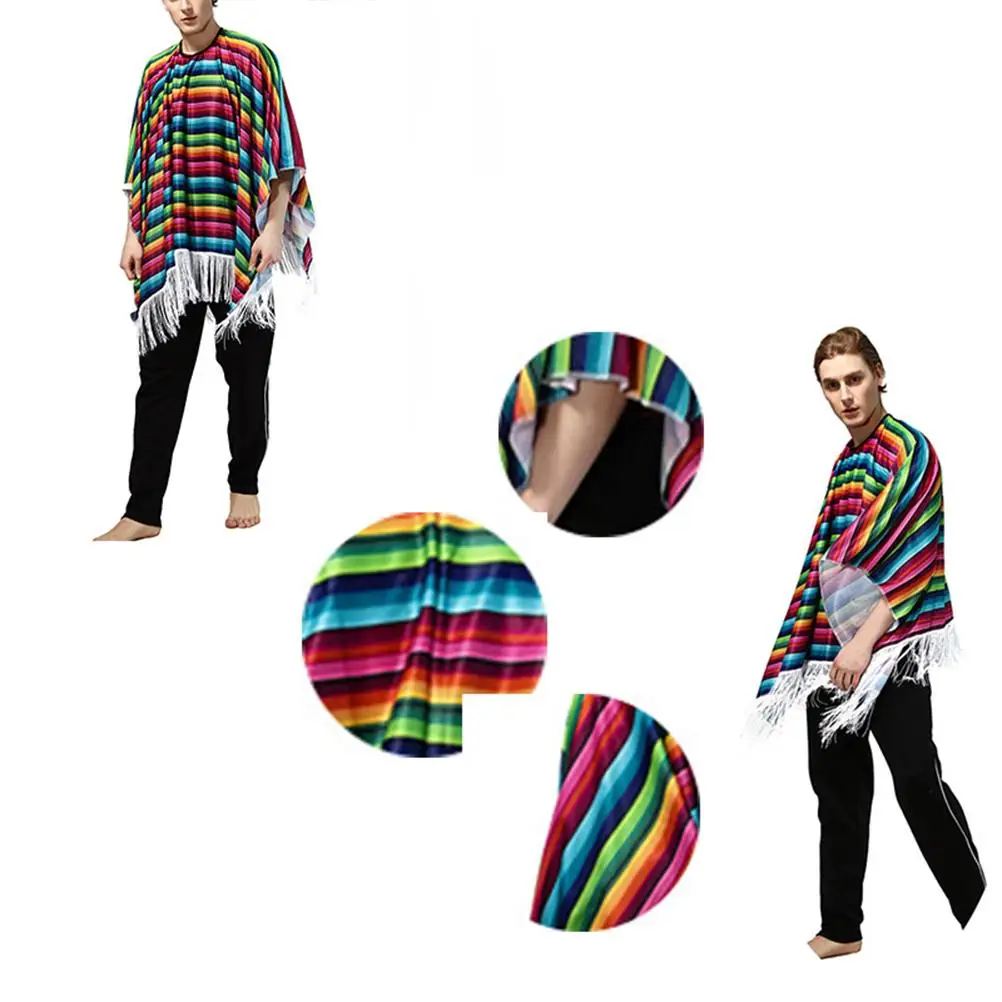 

Mexican Cloak Clothing Oversized Fringe Tassels Halloween Costume Cosplay Dress Up Party Mexico Clothes