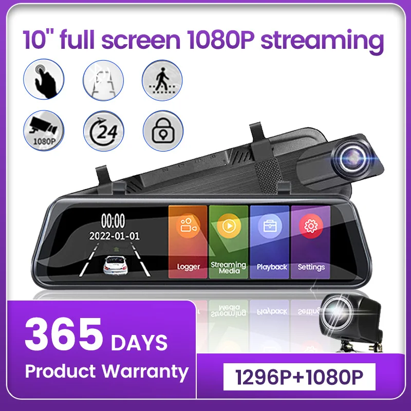 

Auto Parts Accessories For 10inch IPS Screen DVR streaming rearview mirror Front and Rear Dual Camera Dash Cam Car recorder