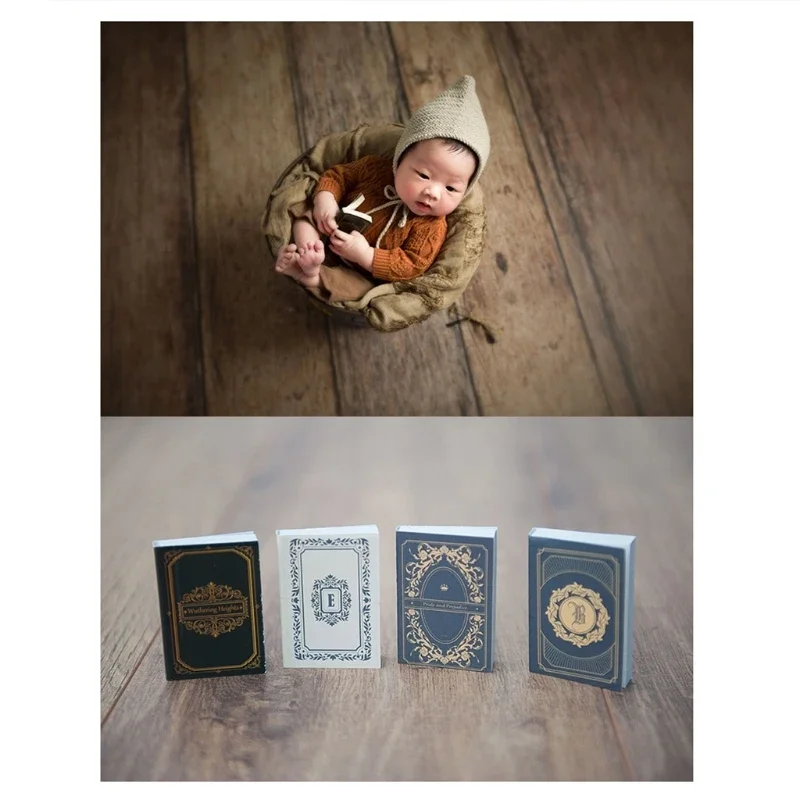 

4 Pcs Retro Mini Books Newborn Photography Props Decorations Infant Photo Accessories