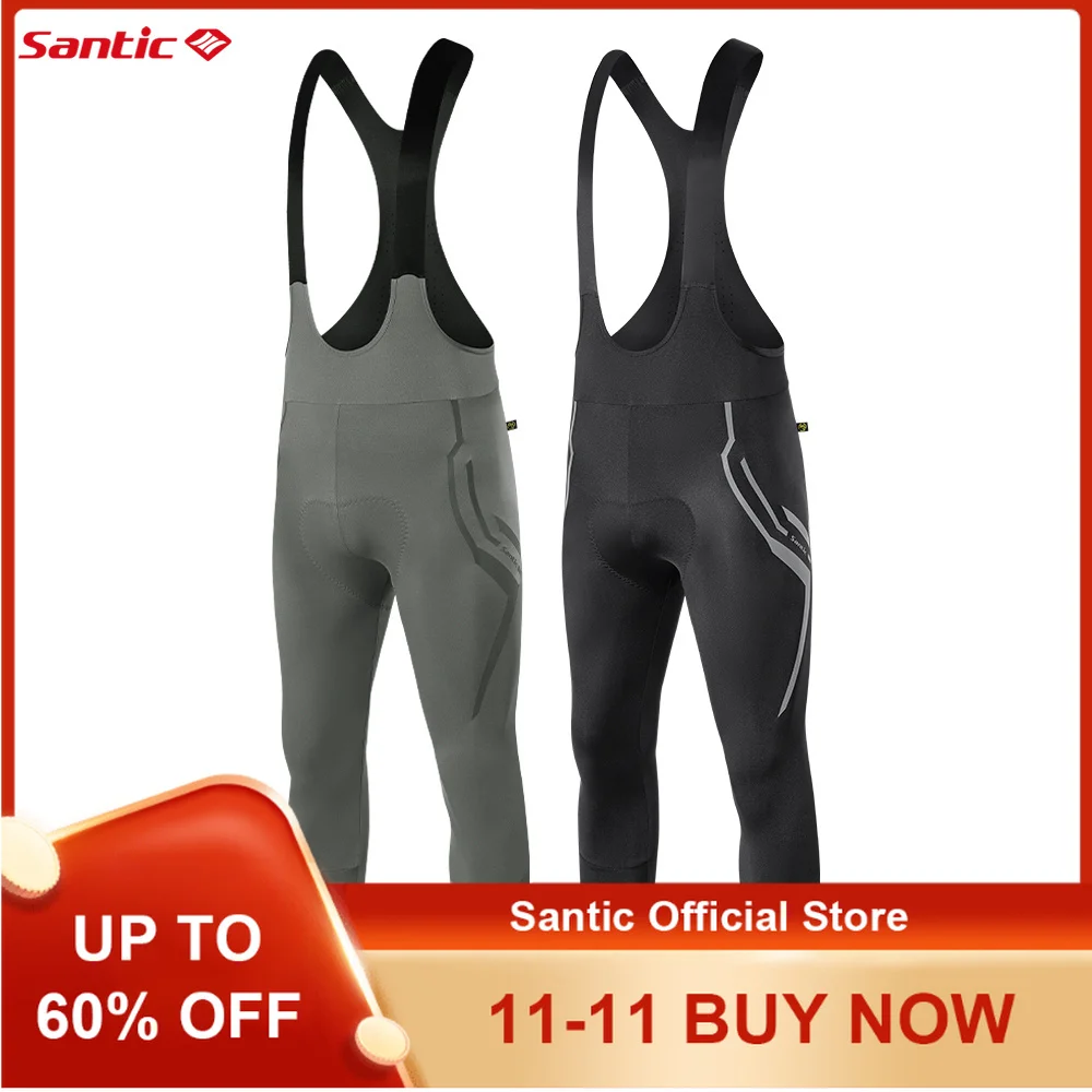 Santic hommes cyclisme bavoir pantalon échappement absorbant l'humidité éponge coussin cyclisme respirant sangle réfléchissante pantalon TM25C04285