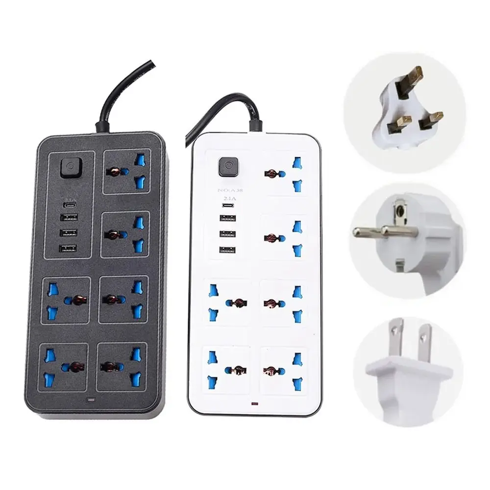 

Multiprise Power Multi Tap 2m Extension Cord EU US UK Electrical Socket Power Button Safe 6 AC Sockets & 3 USB