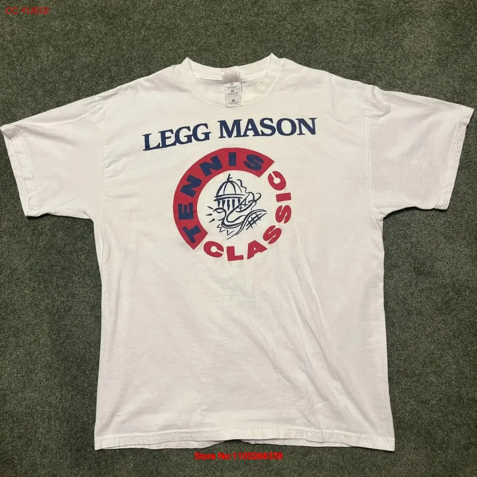 

Мужская XL Legg Mason Tennis Классическая винтажная белая футболка 90-х годов в стиле ретро с принтом, растянутая дизайнерская одежда, уличная винтажная одежда