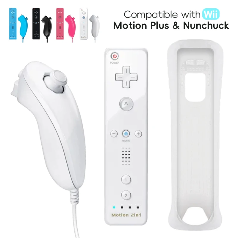 Mando inalámbrico 2 en 1 para Nintendo Wii U, mando a distancia, Motion Plus con funda de silicona, Video Gam