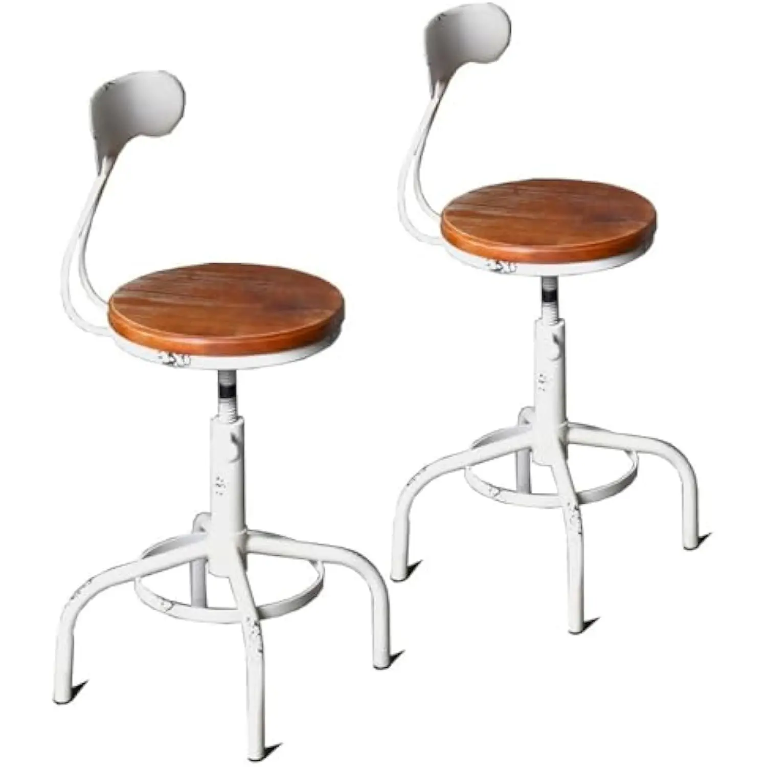 

Home Kitchen Stool, Industrial Counter Stool, Height Adjustable Swivel Bar Stools Indoor House Design with Iron Backrest Antiq
