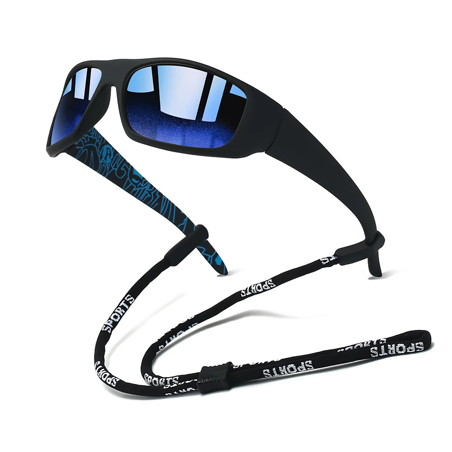 Modische Vintage-Sonnenbrille mit Kette für Männer und Frauen, zum Fahren, Angeln, Sport, Laufen, Bergsteigen, Schutzbrille