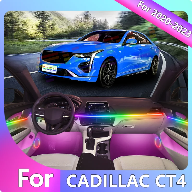 

FILIPLI For The CADILLAC CT4 For 2020-2023 DIY Simple Installation Car Interior Lamp 64 Color App Controlled Car Interior Light