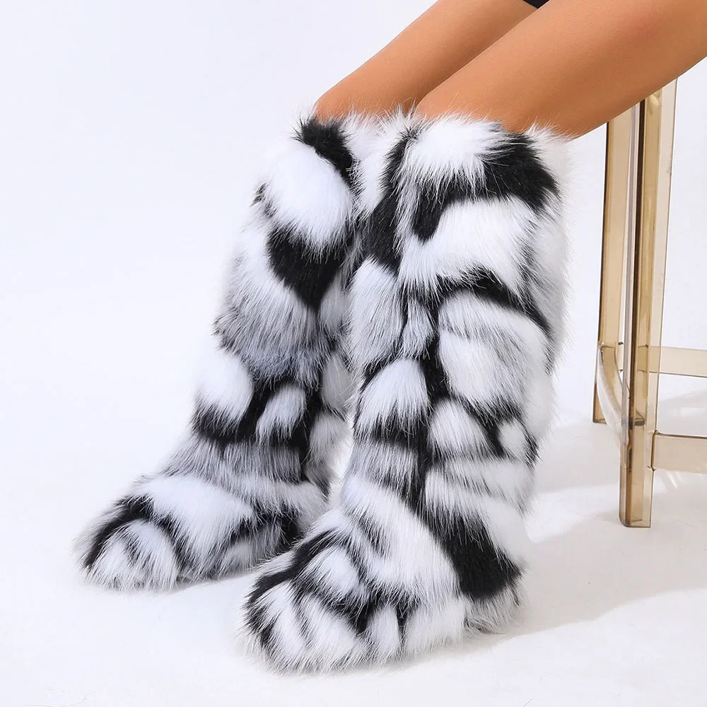 

Women's Fashion Y2K Furry Plush 50cm Knee-High Snow Boots, Soft Comfortable WarmBoots Shoes