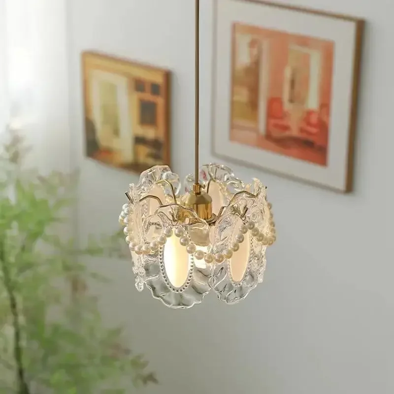 

Nice French Light Luxury Glass Pendant Light Hallway Lighting Modern Personalized Restaurant Bar Foyer Pendant Light Dimmable
