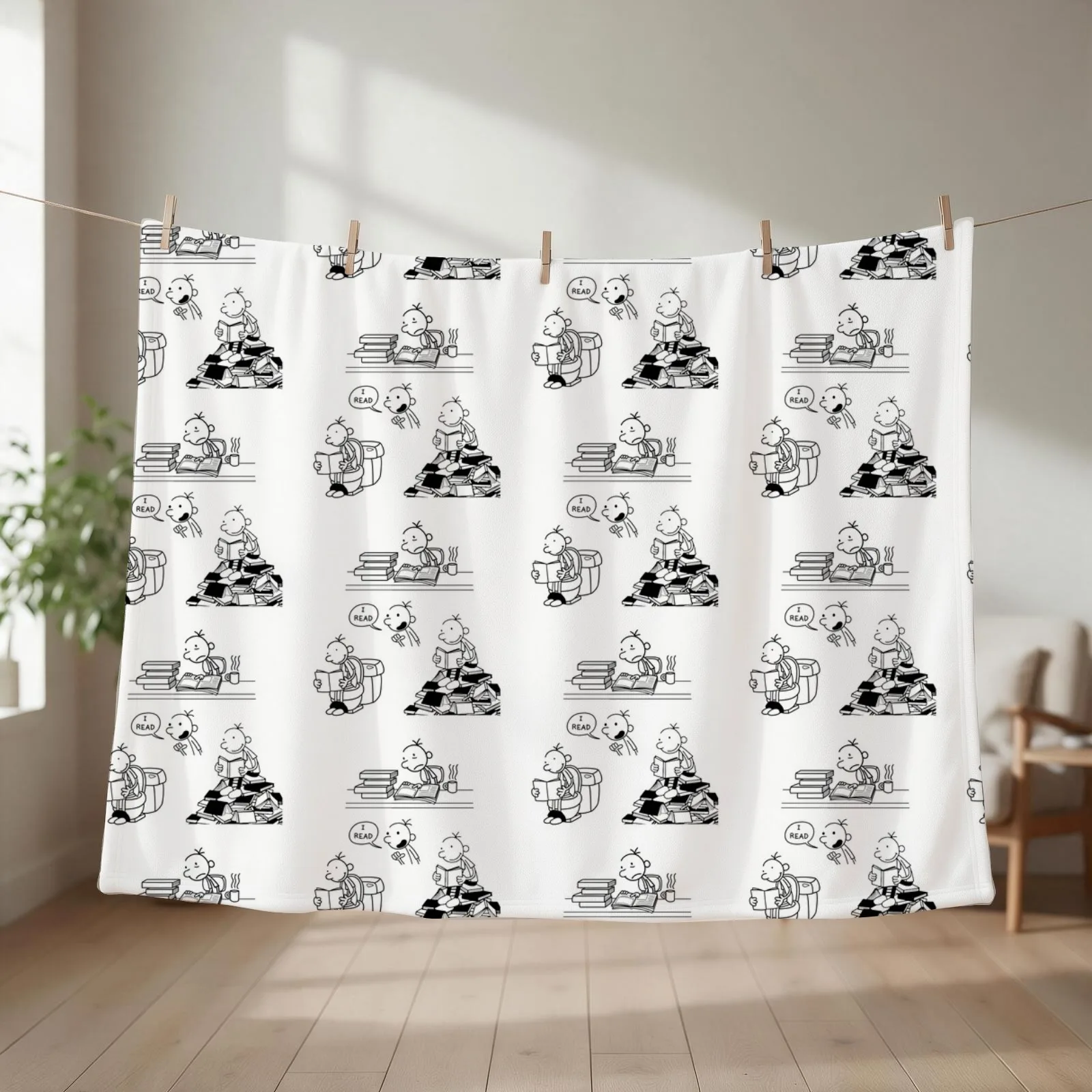WIMPY KID READING Throw Blanket couch cozy soft plush fuzzy picnic outdoor blanket