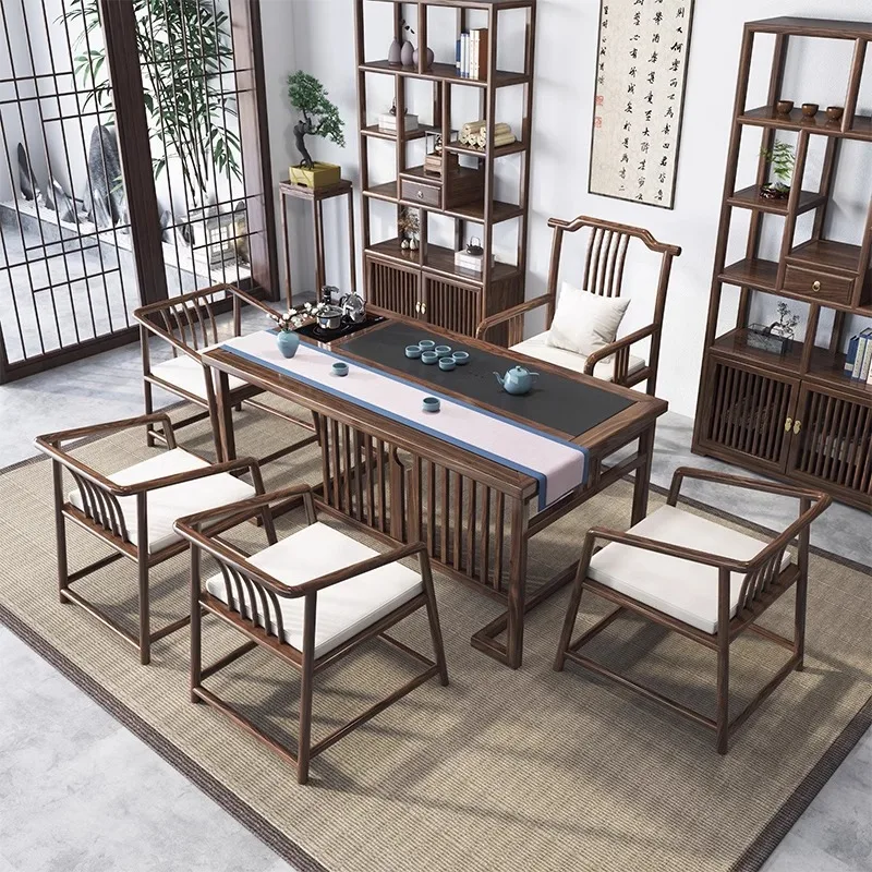 

Комбинация чайного столика и стула, встроенный офисный чайный столик, бытовой балкон, небольшой журнальный столик из цельного дерева