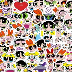 The Powerpuff Girls Blossom Bubbles Buttercup Cute Cartoon Stickers Kawaii Periphery Toy Notebook Trunk Decorate Holiday Gifts