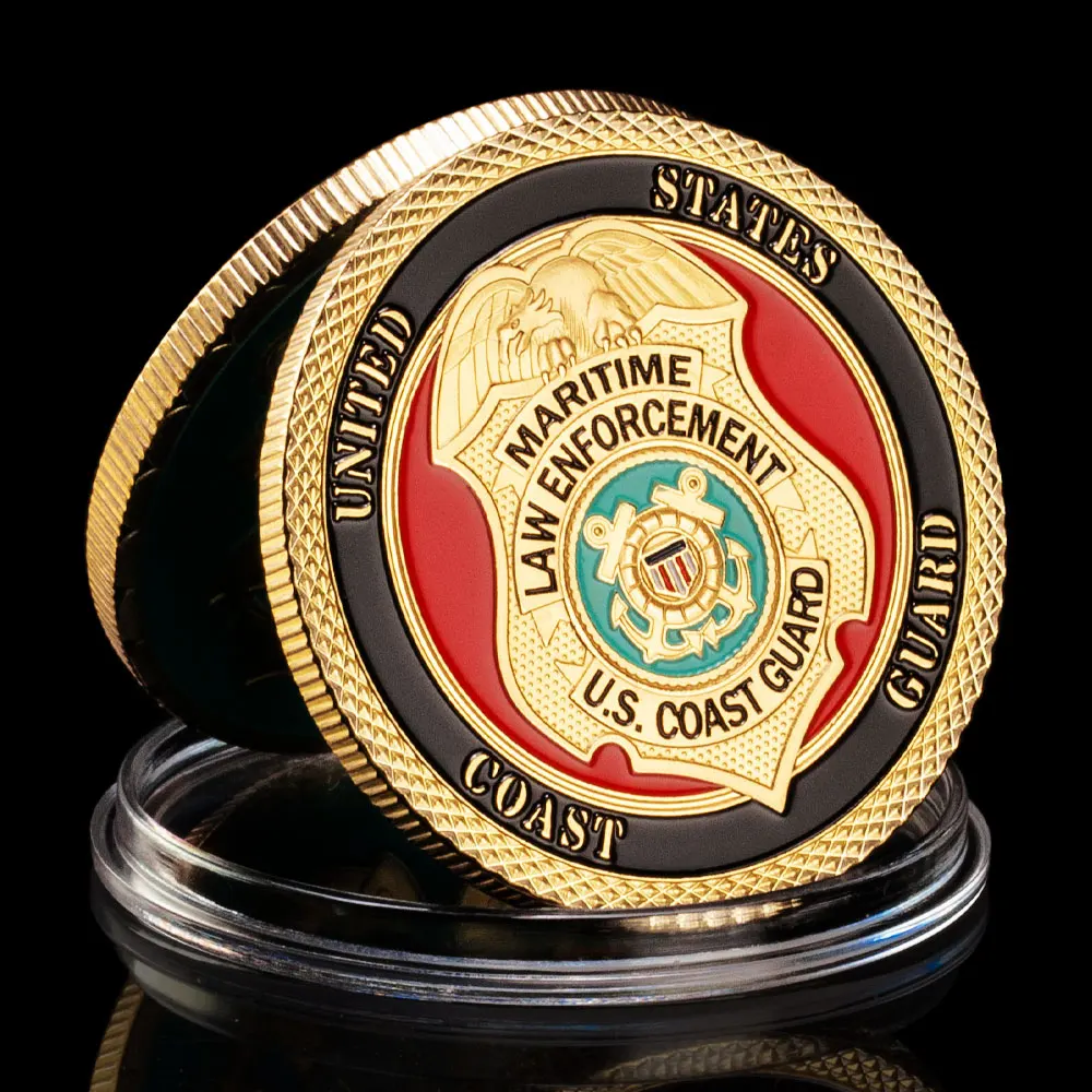 United States Coast Guard Challeneg Coin Golden Plated Souvenirs and Gifts US Commemorative Coin