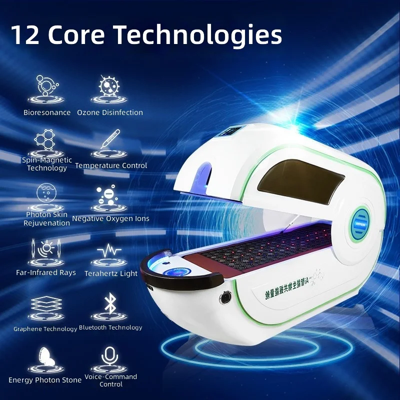Smart Bio-Energy Resonance Cabin, Rotating Magnetic + Far Infrared + Graphene Sauna Therapy Pod, Health & Wellness Device