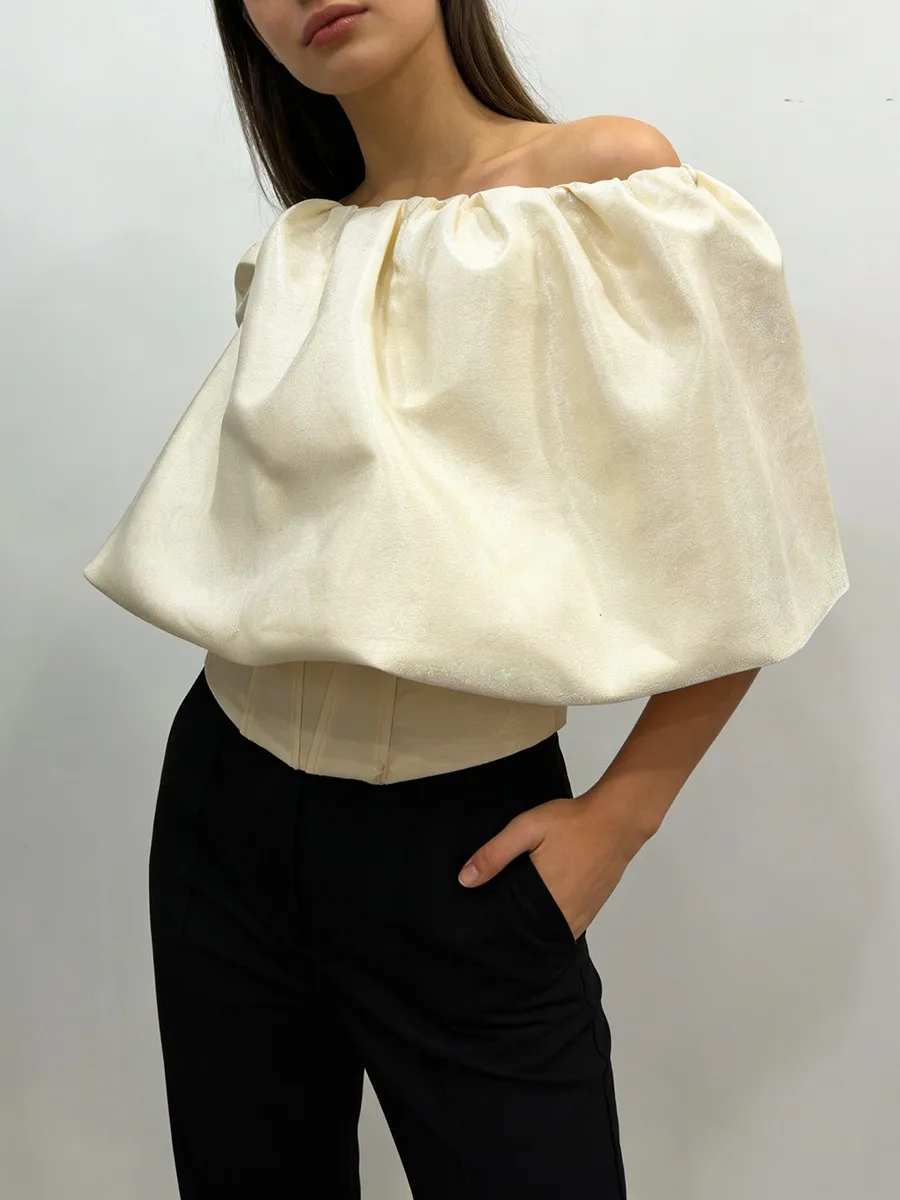 

Женский укороченный топ с открытыми плечами, летние сексуальные корсетные блузки с открытыми плечами, французские винтажные элегантные рубашки, женские топы 2026