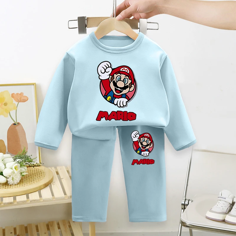 ماريوس لويجي بيجامات أطفال مجموعة لطيف الخوخ العربة فتاة صبي شتاء دافئ ملابس خاصة دعوى ملابس اخلية حرارية صالة بيجامات أطفال