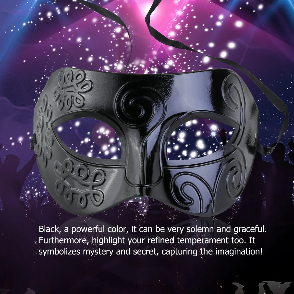 Black Masquerade Costume Eye Mask Elegant Party Mask for Men Women Ribbon Tied Venetian Ball Prom Wedding Carnival