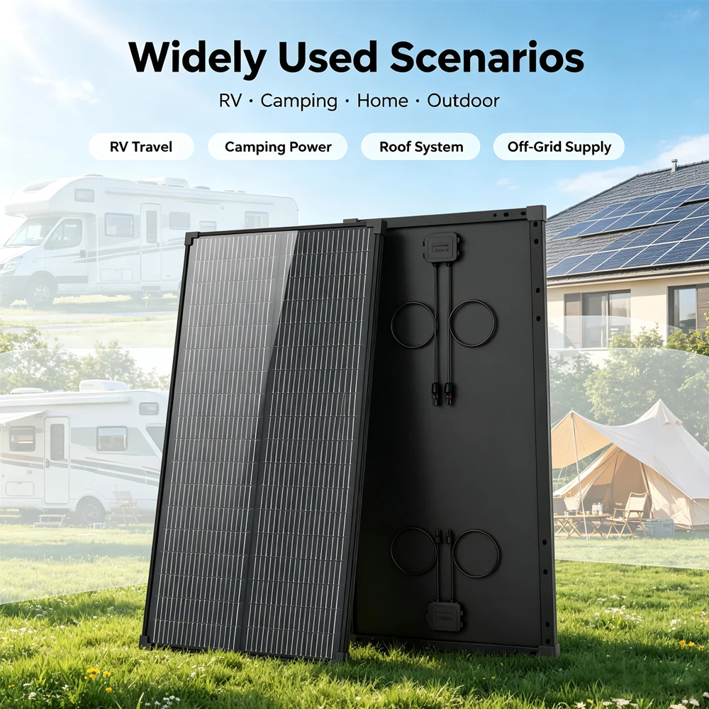 100W AeternaSol N-Type 18BB Rigid Solar Panel 25% Conversion Efficiency Single Crystal PV Panel RV Yacht Caravan Off Grid Solar Power Module
