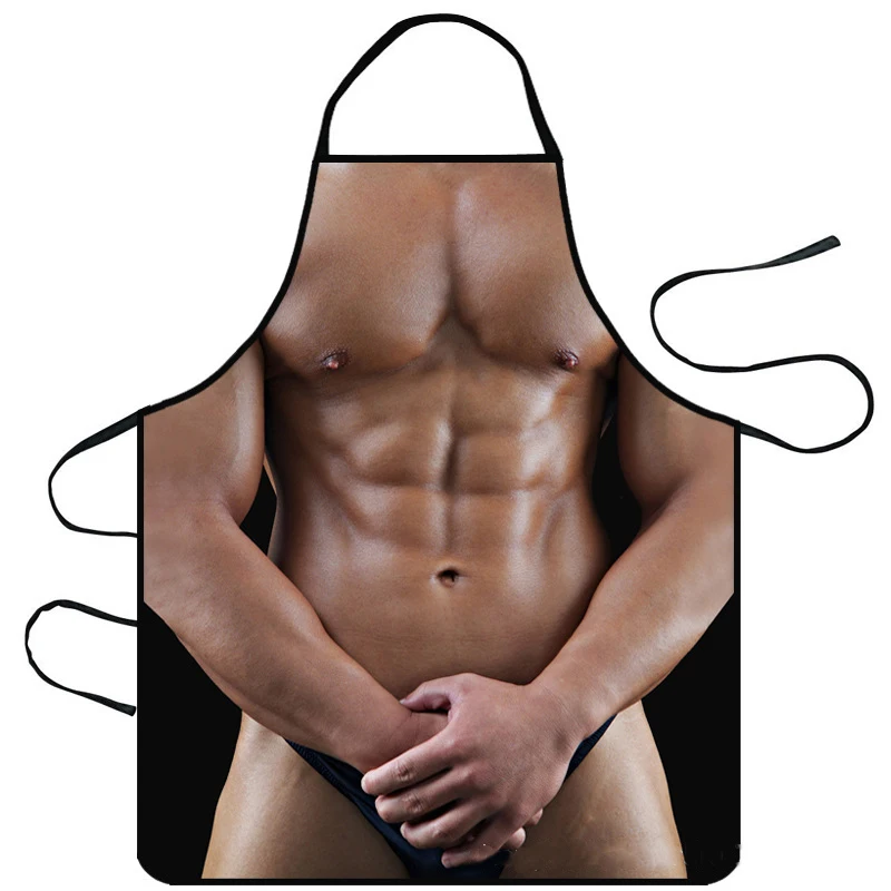 Sexy Bikini Muscular Man Apron Birthday Party Cartoon Wedding Party Fashion Apron Home Kitchen Cooking Cleaning Tools Apron