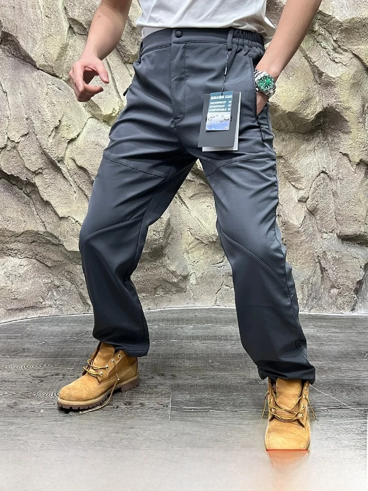 

Outdoor Windproof Waterproof Thiened Fce Men's Casual Pants Straight Leg Leisure Trousers for Hiking And Autumn Winter
