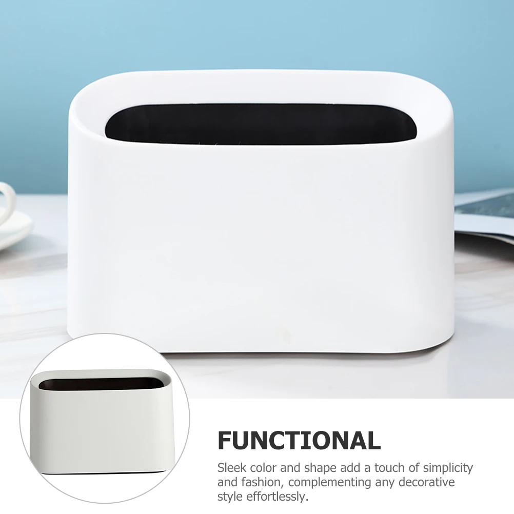 

Mini Trash Can Small Garbage Bin Desktop Reliable Plastic White Double Layer Odor Isolation Office Kitchen Use