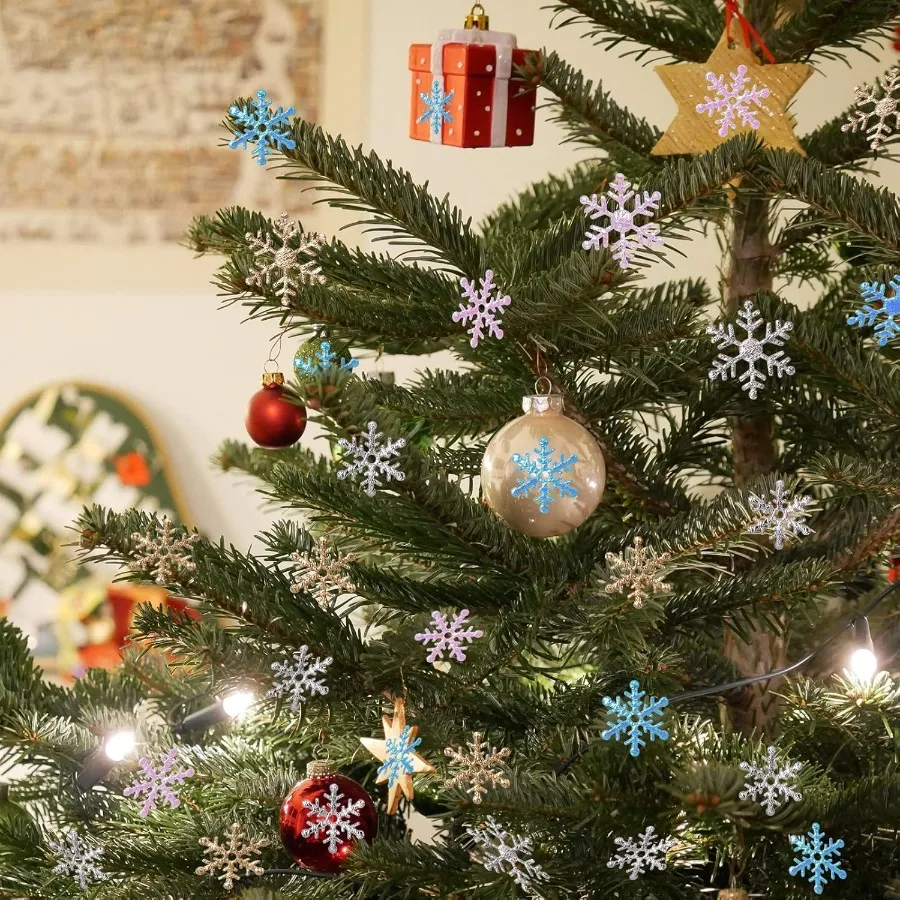 500 قطعة من رقاقات الثلج DIY لشتاء العجائب المجمدة لتزيين طاولة الحفلات وعيد الميلاد DIY كرافت ذهبي