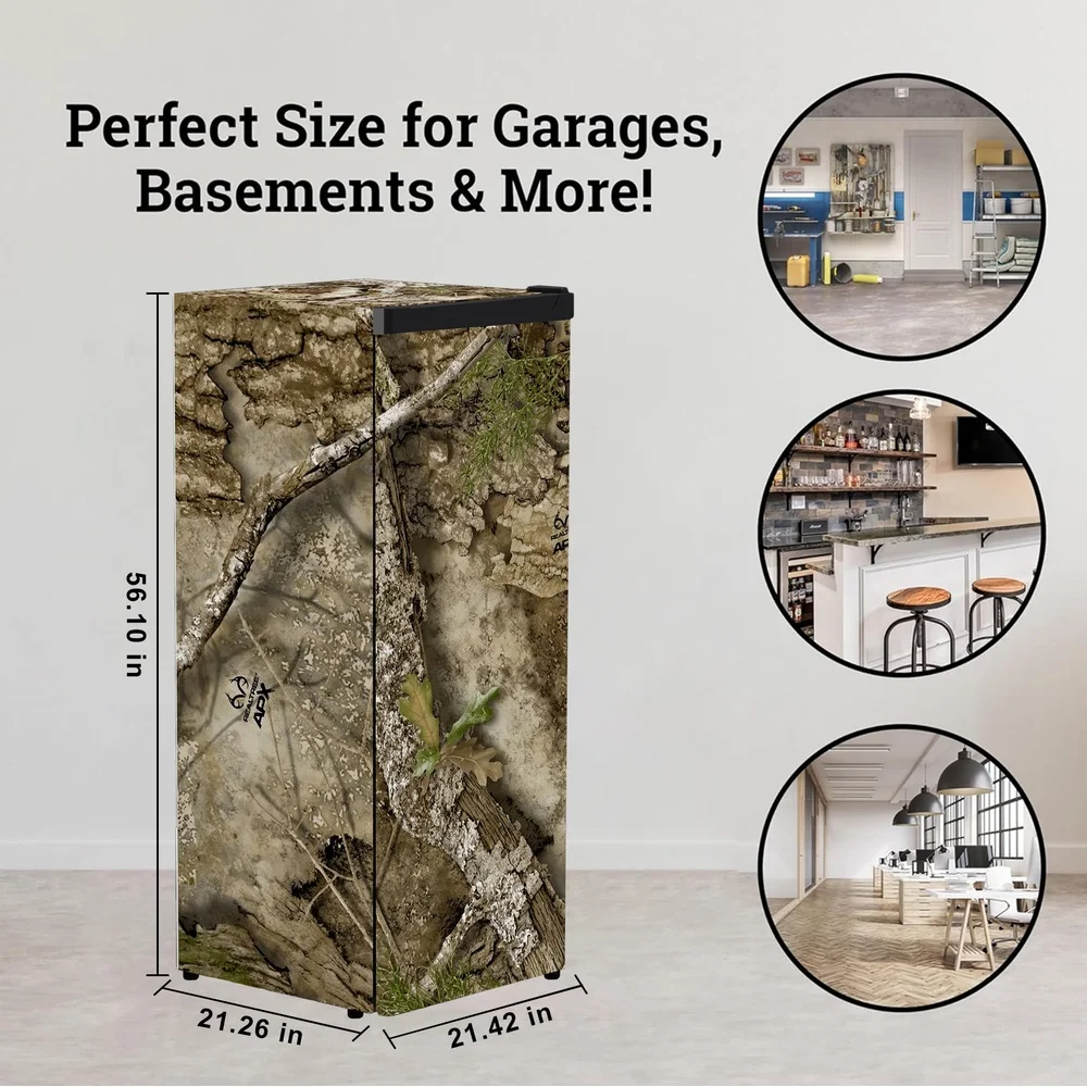 7 cu ft Manual Defrost Upright Freezer Camouflage Design Adjustable Shelves Quiet Operation Energy Efficient Storage Flexible