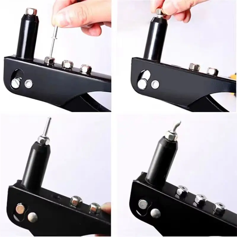 AS94-Heavy Duty Riveter Riveting Machine 120Pcs Blind Rivets Hand Tools Assortment Kit Rivet Nut Tool Orange