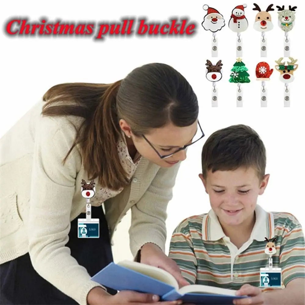 

Nameplate Office Worker 360 Degree Rotation Christmas Badge Holder Belt Clips ID Card Chain Clip Retractable Badge Reel Clip