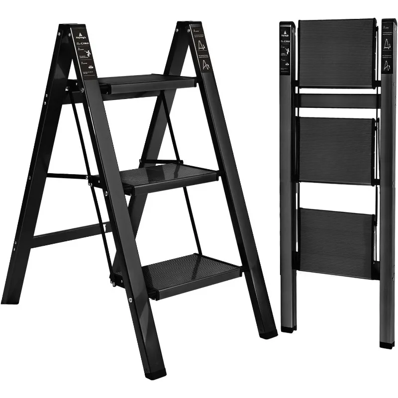 

Folding Step Stool with Wide Anti-Slip Pedal,330 lbs Heavy Duty Aluminium Step Ladders,Lightweight Portable Folding Ladder