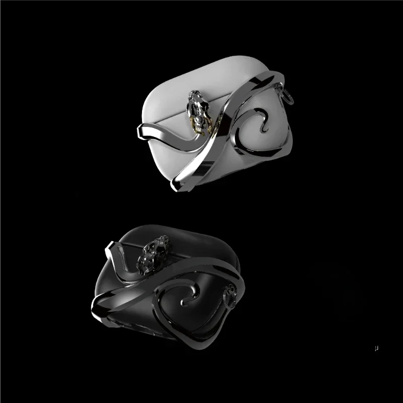 Silver Airpods Headphones Case Cover 3D Snake Customized Airpods Pro Case Luxury Headphones Accessories Decoration Gift