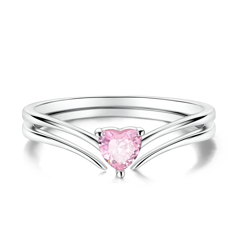 Original 925 Sterling Silver Sparkling Heart Combination Ring For Women Girls Jewelry Birthday Anniversary Gifts