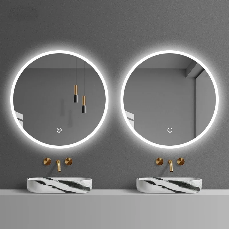 LED Light Bathroom Mirror Wall Mounted Makeup Round Mirror Smart Touch Control Espelho Para Banheiro Bath Mirrors Vanity EB5BM