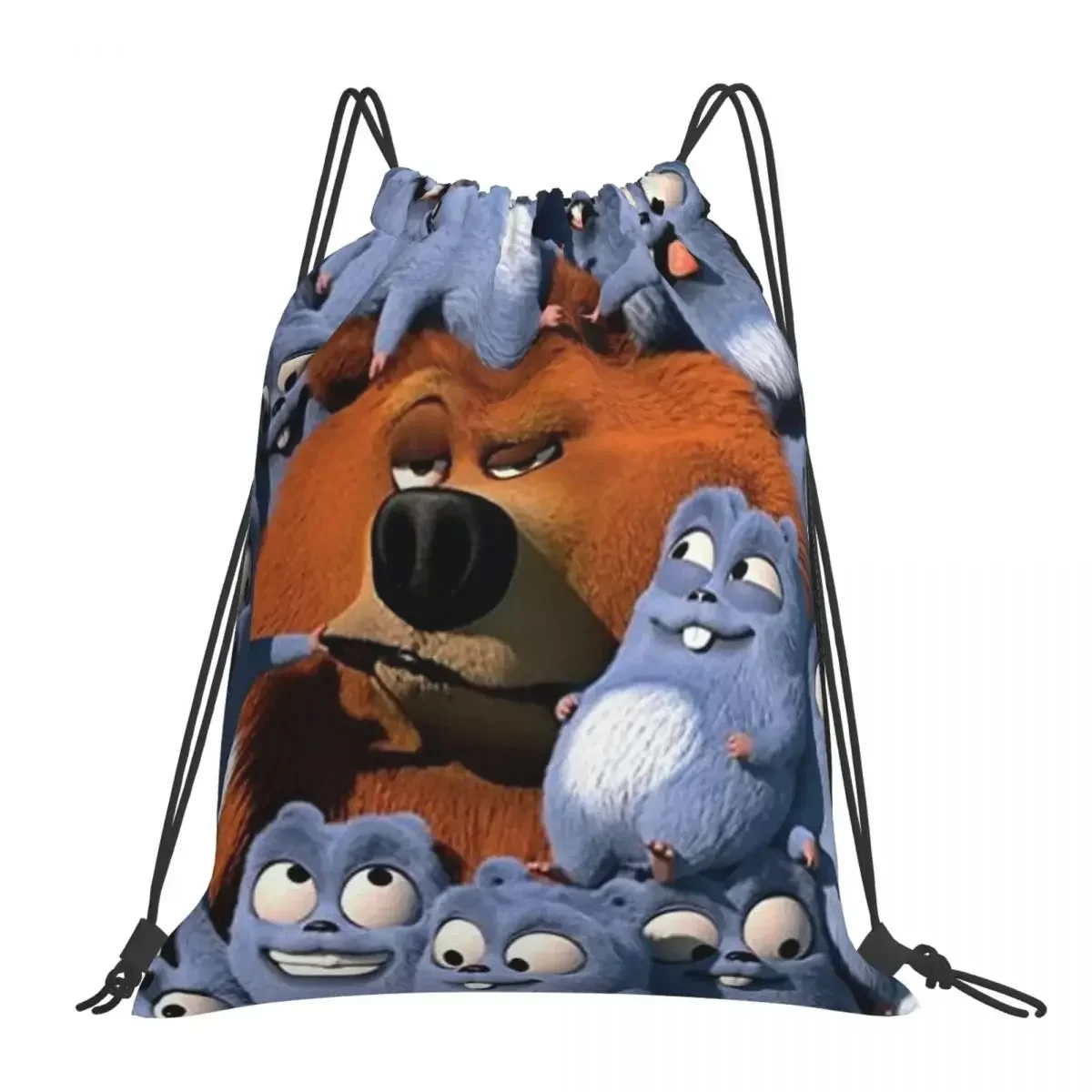 Grizzy And The Lemmings Backpacks Portable Drawstring Bags Drawstring Bundle Pocket Sports Bag BookBag For Travel School