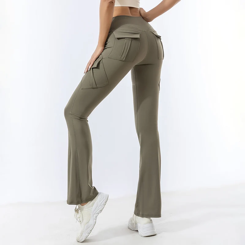تمتد التدريب اليوغا السراويل النساء موضة المعطي جيوب تشغيل سروال ركوب الدراجات المرأة مثير سليم صالح البطن التحكم متوهج بنطلون