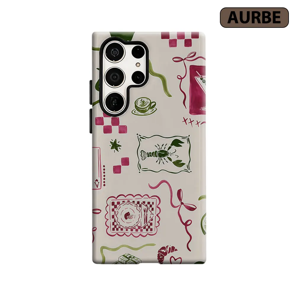 Aurbe Phone Case For Samsung Galaxy S26 S25 S24 S23 Ultra Plus HD Hard Chic Lifestyle Motifs Double Layer Film Cover