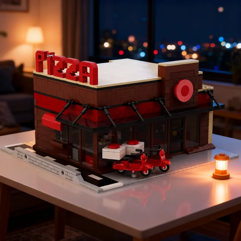 

Набор для сборки модульной модели пиццерии (1405 деталей) – креативный коллекционный конструктор для взрослых и детей, отличный подарок для дома и офиса