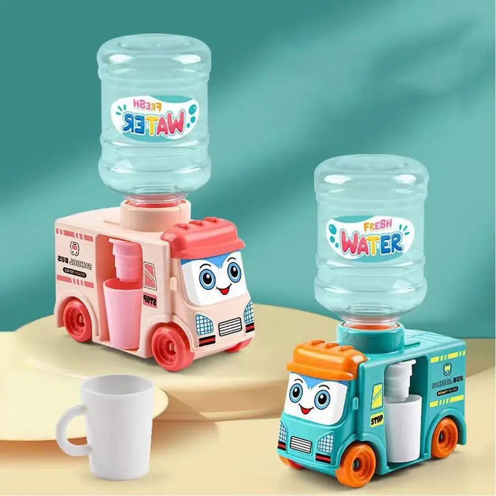 Lifelike Plastic Mini Water Dispenser Hand Press Drinking Water Water Bottle Pump Cosplay Props with Cup Kitchen Toy Children